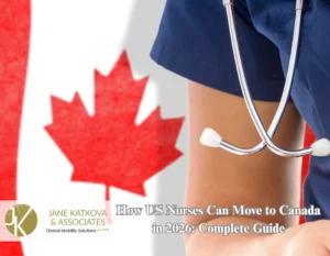 nurse immigration from USA to Canada -flag-female-doctor-with-stethoscope-national-healthcare-system.