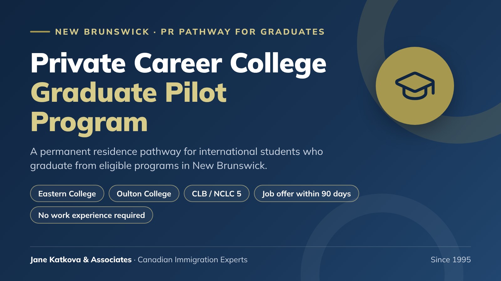 New Brunswick Private Career College Graduate Pilot Program: a permanent residence pathway for graduates of Eastern College and Oulton College